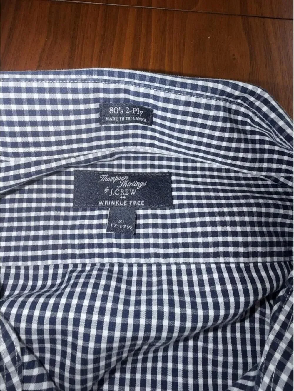 J.Crew Thomas Mason Heritage Navy Gingham Button-Down Dress Shirt - Size XL